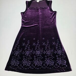Rocket Candy Velvet Dress Womens S Purple Glitter Floral Sleeveless Y2K Vintage